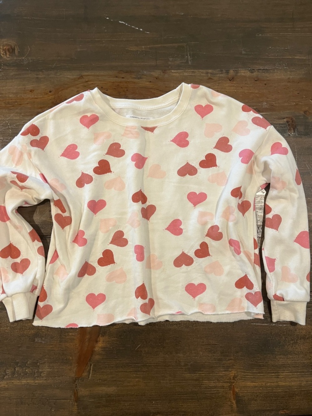 Grayson Threads White Sweatshirt with Pink and Red Heart Print